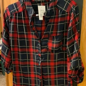 Red and Black Plaid Blouse